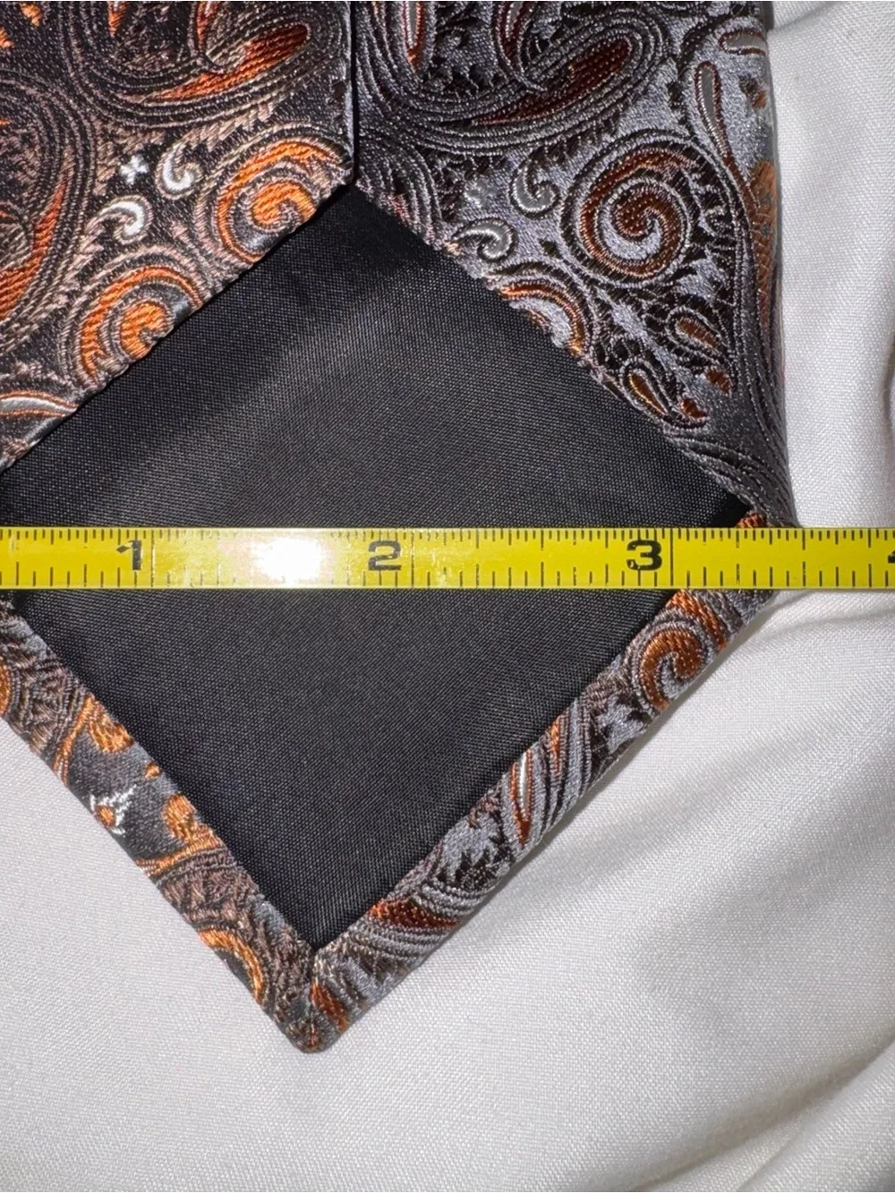 Van Heusen Paisley Silk Tie in Brown, Silver and Copper-Tone